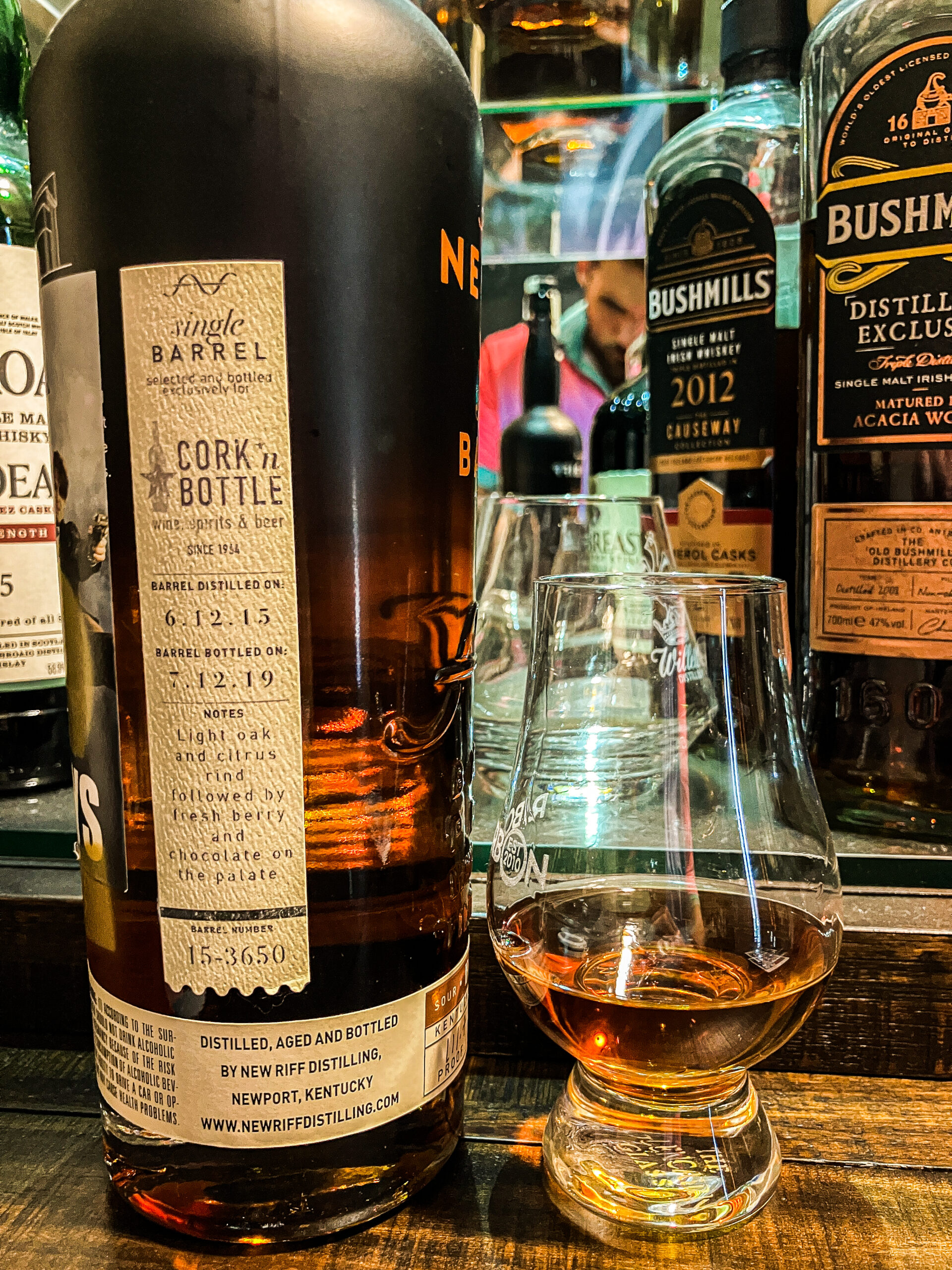 Review #591 – New Riff Single Barrel: Cork ‘n Bottle “Those 2 Guys”